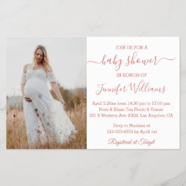 ミニマルな女の子ピンクの赤ちゃんシャワー写真の招待状 チラシ