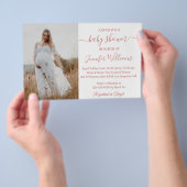 ミニマルな女の子ピンクの赤ちゃんシャワー写真の招待状 チラシ (ハンドル)