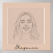 「ミニマルな女性ラインアート枠ポスター | エレガント ポスター (正面)
