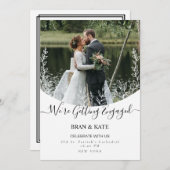 ミニマルな婚約したフローラ写真 招待状 (正面/裏面)