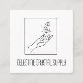 ミニマルな宝石霊気クリスタルショップロゴ スクエア名刺 (正面)