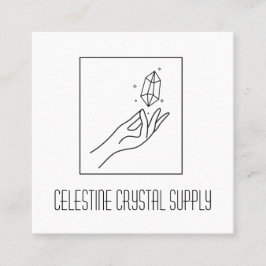 ミニマルな宝石霊気クリスタルショップロゴ スクエア名刺