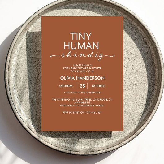 ミニマルな小さな人間のシンディグ赤ちゃんシャワー 招待状