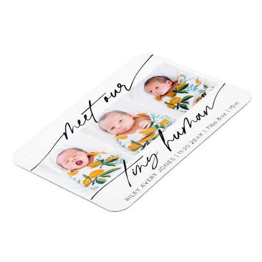 ミニマルな小さな人間生まれたばかりのベビー3 Photo Collage マグネット (左側)
