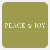 ミニマルな平和と喜び緑の白いクリスマス スクエアシール (正面)