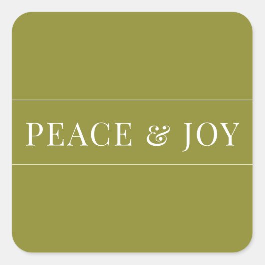 ミニマルな平和と喜び緑の白いクリスマス スクエアシール (正面)