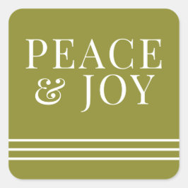 ミニマルな平和と喜び緑の白いクリスマス スクエアシール