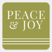 ミニマルな平和と喜び緑の白いクリスマス スクエアシール (正面)