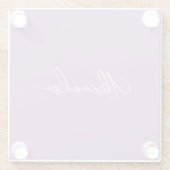 ミニマルな平書道独自の名前ラベンダー ガラスコースター (裏面)