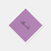ミニマルな平書道独自の名前ラベンダー スタンダードカクテルナプキン (角)