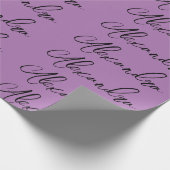 ミニマルな平書道独自の名前ラベンダー ラッピングペーパー (角)