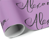 ミニマルな平書道独自の名前ラベンダー ラッピングペーパー (ロールコーナー)