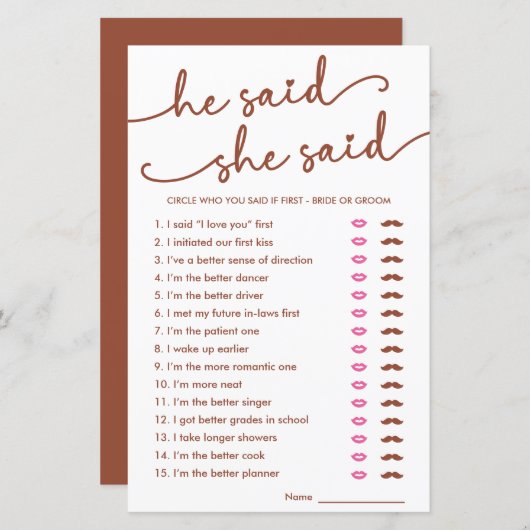 ミニマルな彼は彼女は誰がゲームを言ったか推測すると言った (正面/裏面)