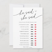 ミニマルな彼は、彼女はシャワーゲームカードと言った 招待状 (正面)