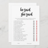 ミニマルな彼は、彼女はブライダルシャワーゲームと言った 招待状 (正面/裏面)