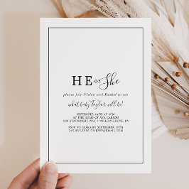 ミニマルな彼または彼女のジェンダーを明らかにするパーティー 招待状