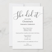 ミニマルな彼女は卒業パーティーの写真を撮った 招待状 (裏面)