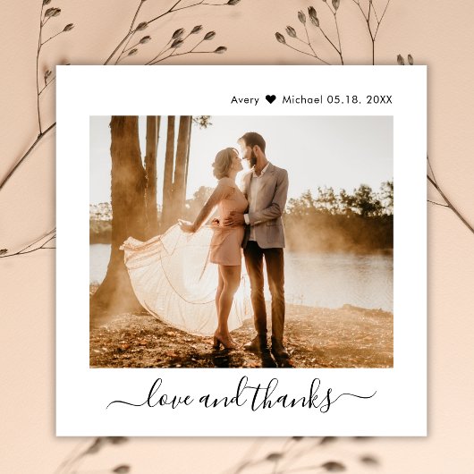 ミニマルな愛と感謝していスクリプト2写真結婚の数 サンキューカード