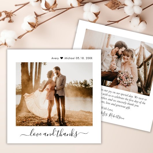 ミニマルな愛と感謝していスクリプト2写真結婚の数 サンキューカード