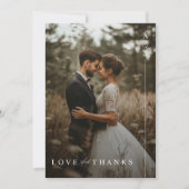 ミニマルな愛と感謝してい写真結婚の サンキューカード (正面)