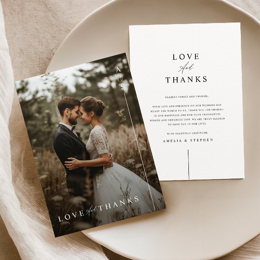 ミニマルな愛と感謝してい写真結婚の サンキューカード