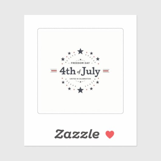 ミニマルな愛国的なステッカー – 7月レトロ4日 シール (シート)