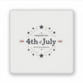 ミニマルな愛国的なステッカー – 7月レトロ4日 シール (正面)