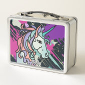 ミニマルな感情的で美しいユニコーン メタルランチボックス (裏面)