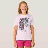 ミニマルな感情的で美しいユニコーン Tシャツ (正面フル)