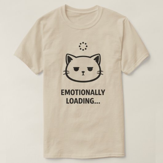 ミニマルな感情的ねこロード中表情デザイン Tシャツ (デザイン正面)