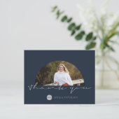 ミニマルな感謝の写真 ネイビー グレー ポストカード (スタンド正面)