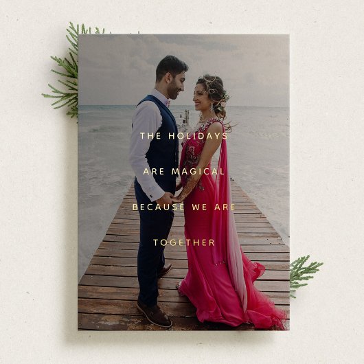 ミニマルな感謝の写真 ホリデー ゴールド フォイル カード