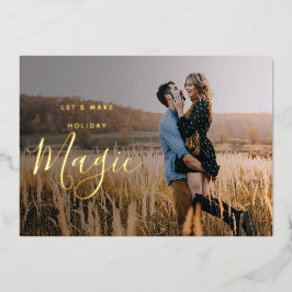 ミニマルな感謝の写真 ホリデー ゴールド フォイル カード