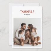 ミニマルな感謝の Thanksgiving 家族写真 招待状 (正面)