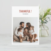 ミニマルな感謝の Thanksgiving 家族写真 招待状 (スタンド正面)