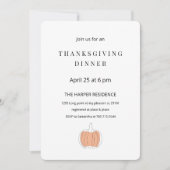 ミニマルな感謝祭ディナー 招待状 (正面)
