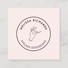 ミニマルな手とラッシュサークルのロゴピンク スクエア名刺