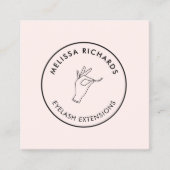 ミニマルな手とラッシュサークルのロゴピンク スクエア名刺 (正面)