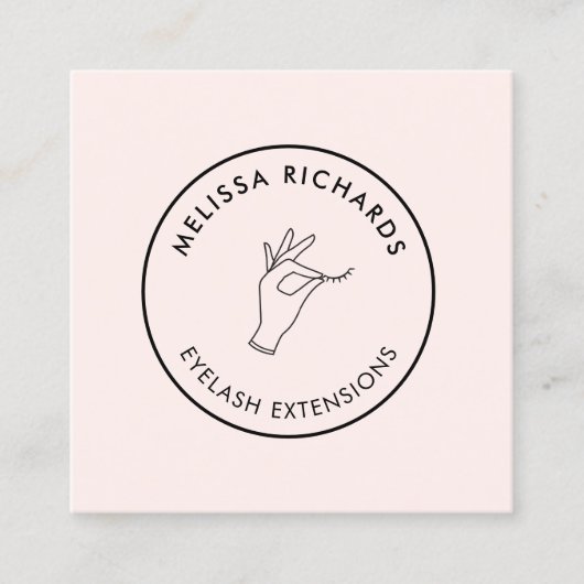 ミニマルな手とラッシュサークルのロゴピンク スクエア名刺 (正面)