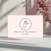 ミニマルな手とラッシュロゴのメイクアップアーティストピンク 名刺