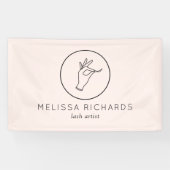 ミニマルな手とラッシュロゴのメイクアップアーティストピンク 横断幕 (横)