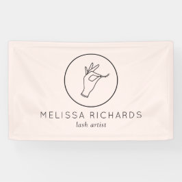 ミニマルな手とラッシュロゴのメイクアップアーティストピンク 横断幕