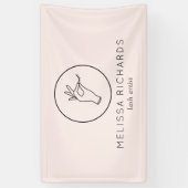 ミニマルな手とラッシュロゴのメイクアップアーティストピンク 横断幕 (縦)