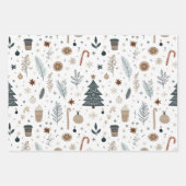 ミニマルな手の絵を描ツリーパターン ラッピングペーパーシート (正面)