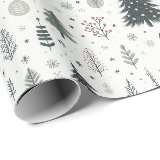 ミニマルな手の絵を描ツリーパターン ラッピングペーパー (ロールコーナー)