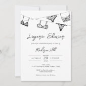 ミニマルな手描きのランジェリーシャワーのラインアップ 招待状 (正面)