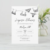 ミニマルな手描きの下着のラインシャワー 招待状 (スタンド正面)