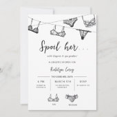 ミニマルな手描きの下着のライン シャワー 招待状 (正面)