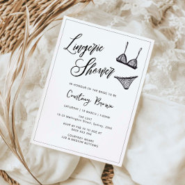 ミニマルな手描きランジェリーシャワー 招待状