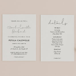 ミニマルな手書きのバチェロレッテウィークエンド 招待状